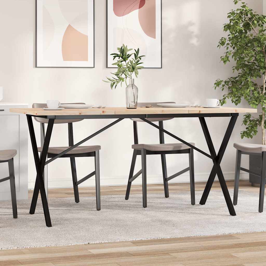 Mesa de jantar estrutura em X 140x80x75,5cm pinho/aço