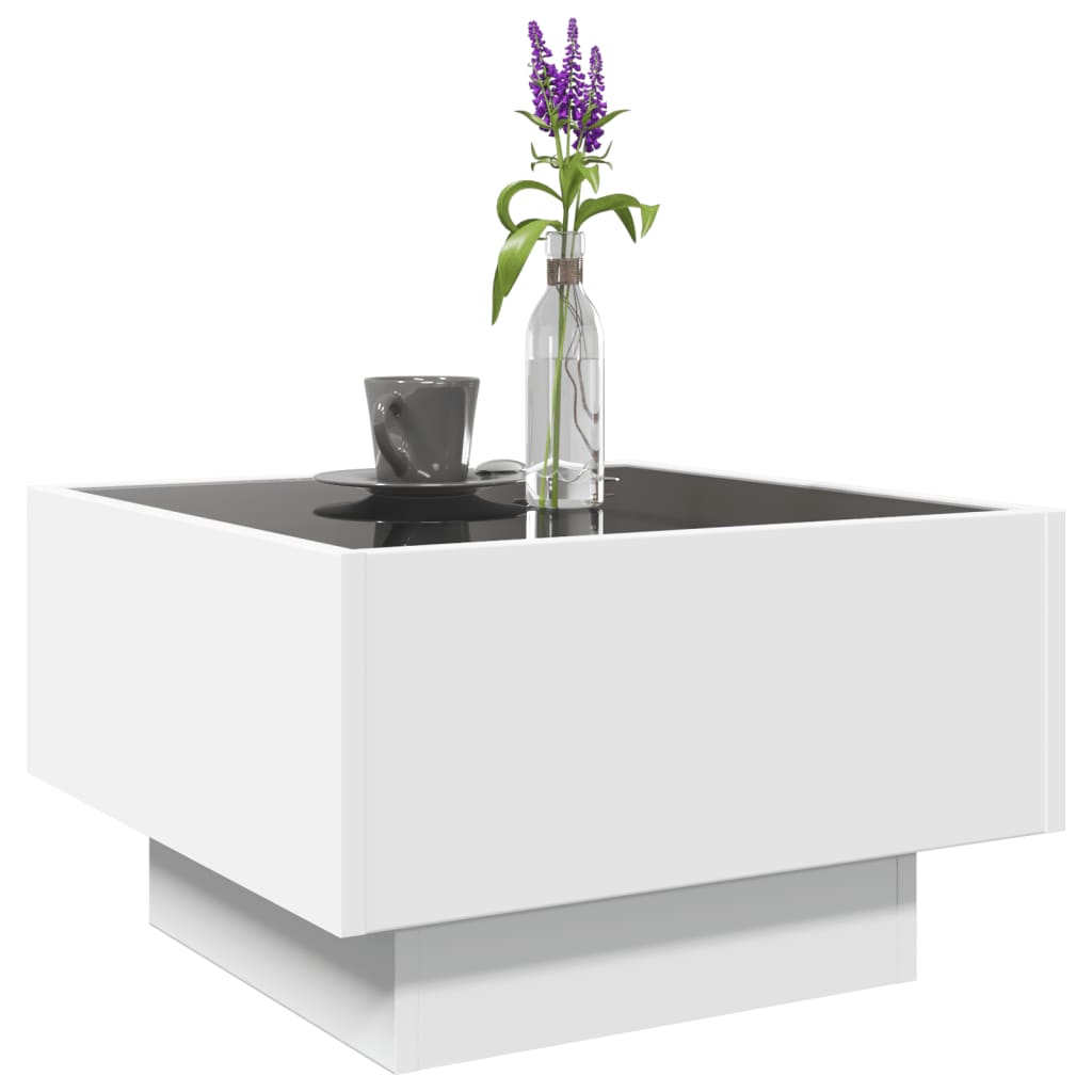 Mesa de centro c/ LEDs 70x50x45 cm derivados de madeira branco