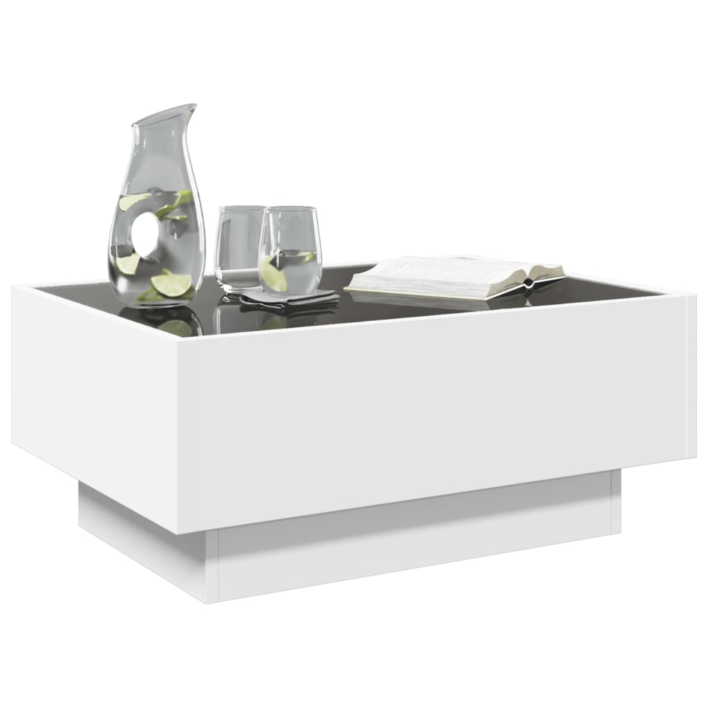 Mesa de centro c/ LEDs 70x50x45 cm derivados de madeira branco