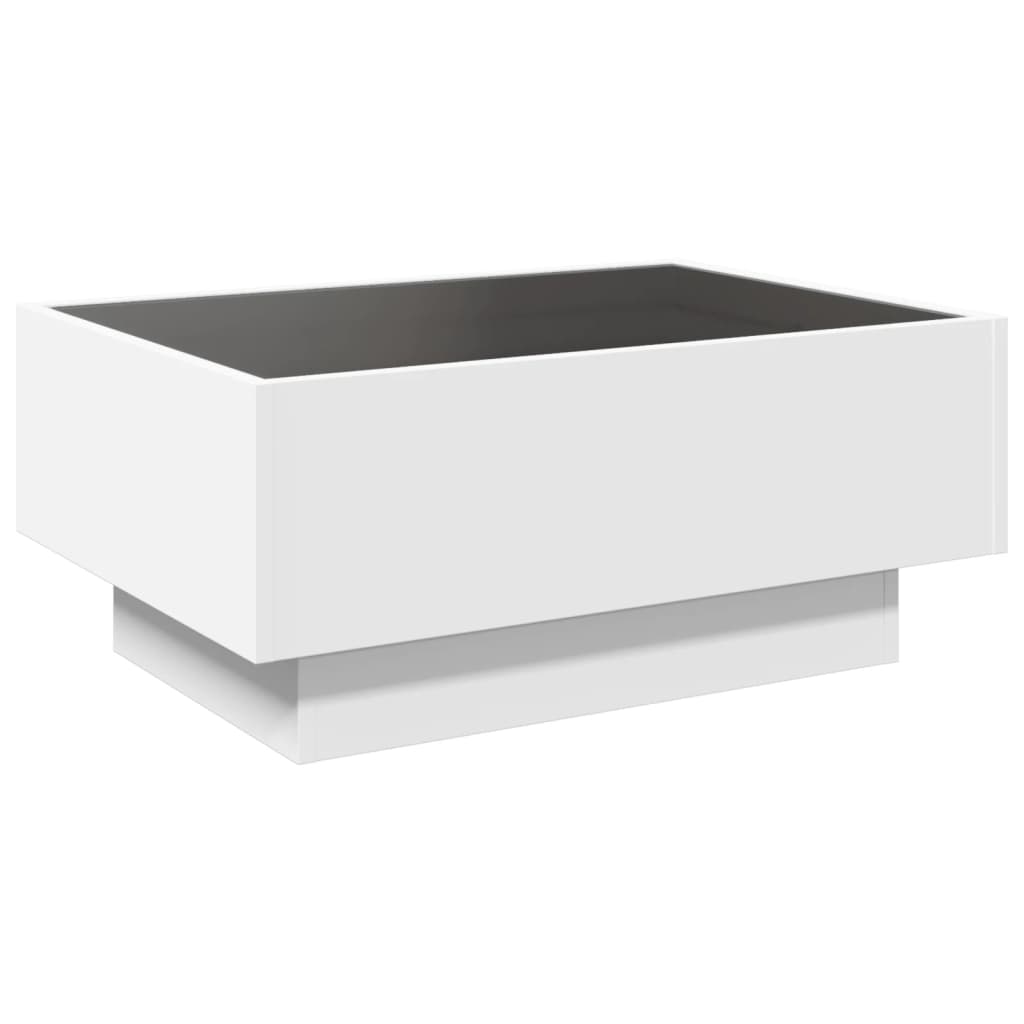Mesa de centro c/ LEDs 70x50x45 cm derivados de madeira branco