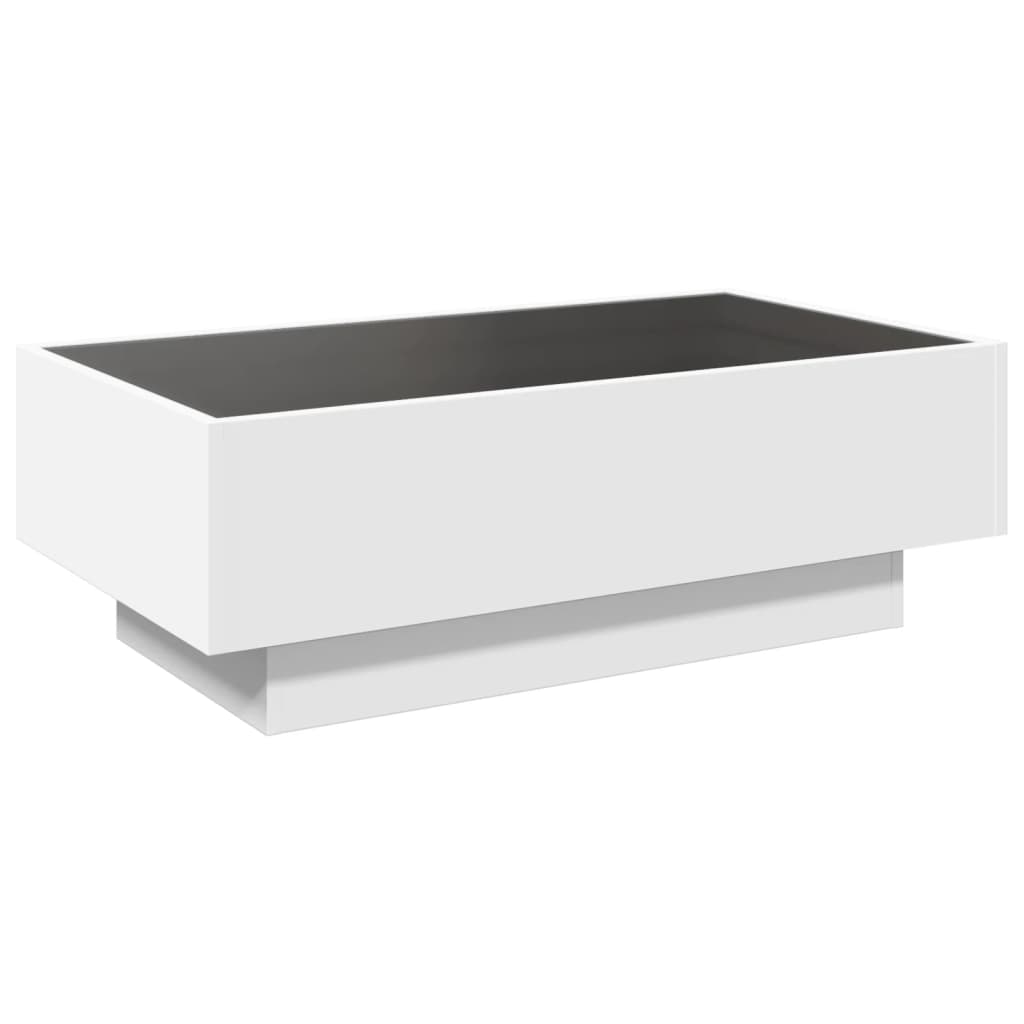 Mesa de centro c/ LEDs 70x50x45 cm derivados de madeira branco