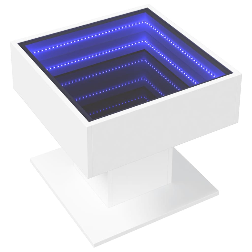 Mesa de centro c/ LEDs 70x50x45 cm derivados de madeira branco