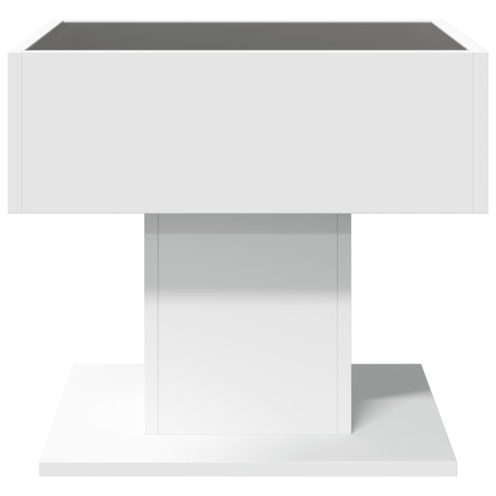 Mesa de centro c/ LEDs 70x50x45 cm derivados de madeira branco