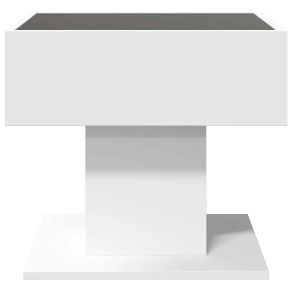 Mesa de centro c/ LEDs 70x50x45 cm derivados de madeira branco