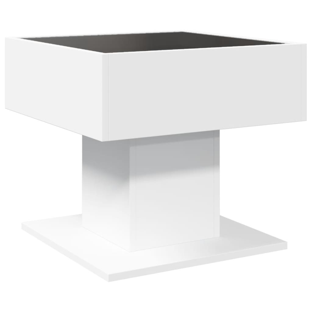 Mesa de centro c/ LEDs 70x50x45 cm derivados de madeira branco