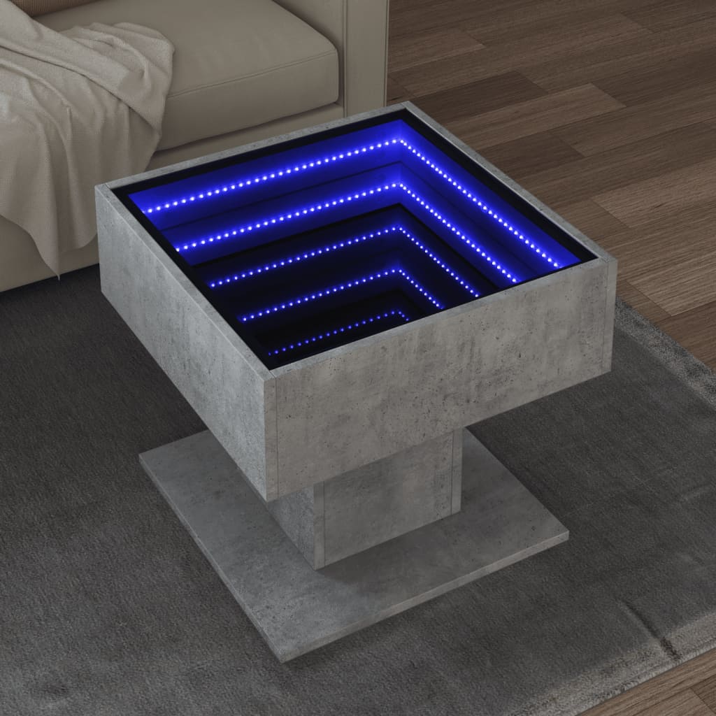 Mesa de centro c/ LEDs 70x50x45 cm derivados de madeira branco