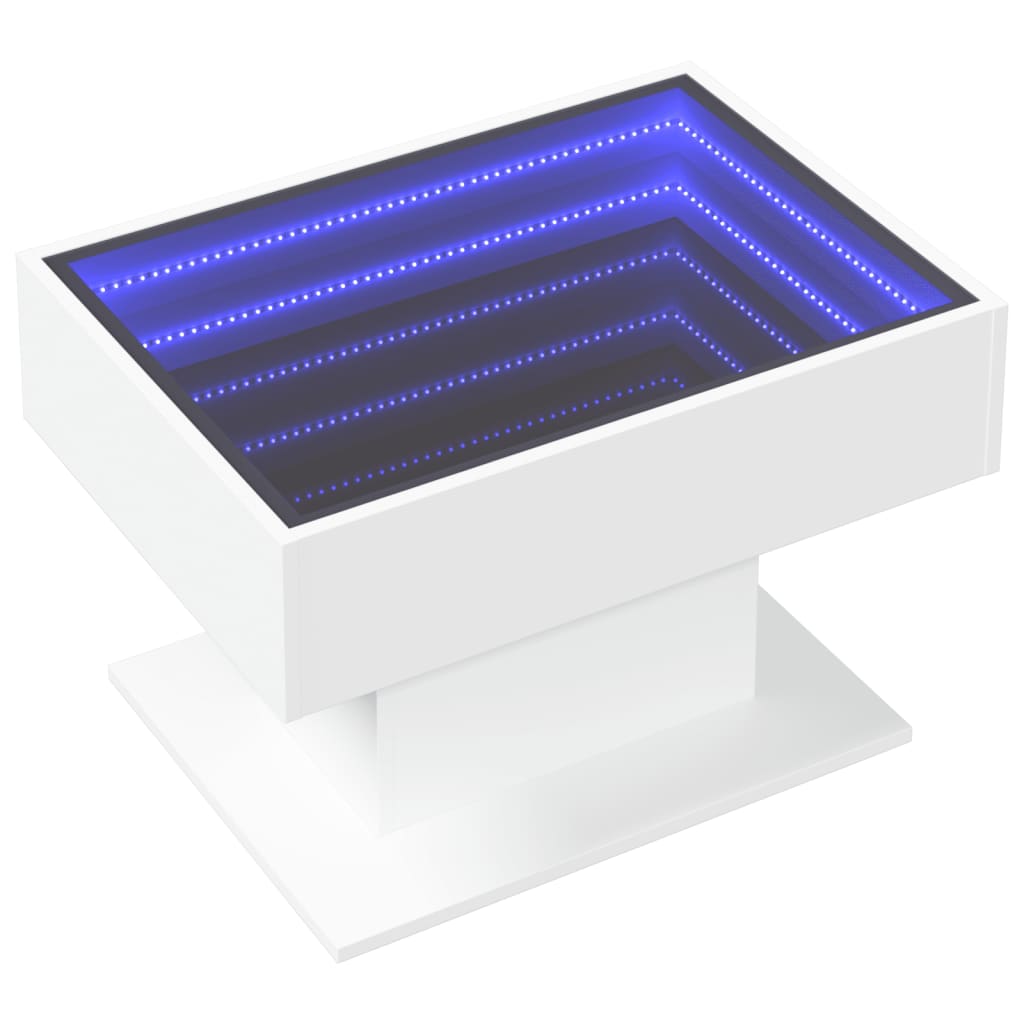 Mesa de centro c/ LEDs 70x50x45 cm derivados de madeira branco