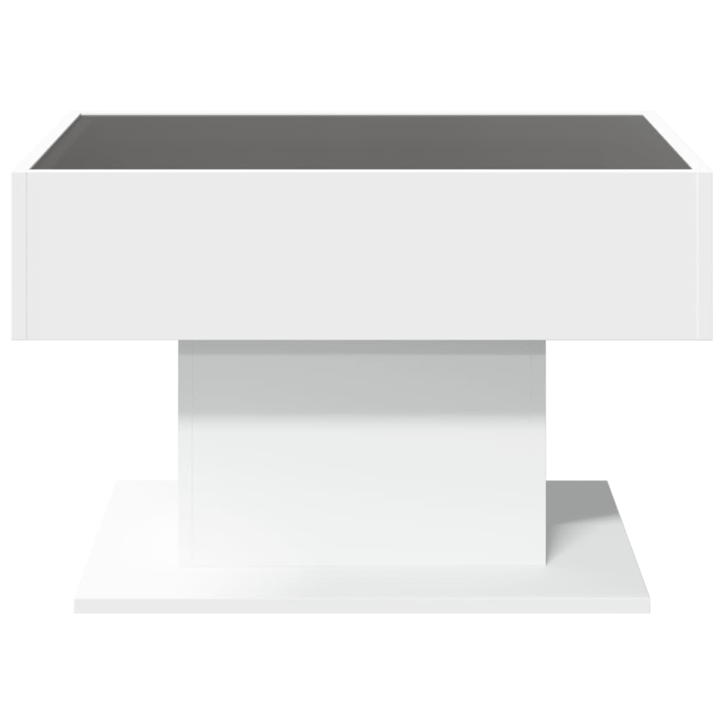 Mesa de centro c/ LEDs 70x50x45 cm derivados de madeira branco