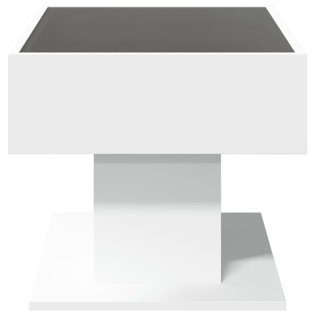 Mesa de centro c/ LEDs 70x50x45 cm derivados de madeira branco