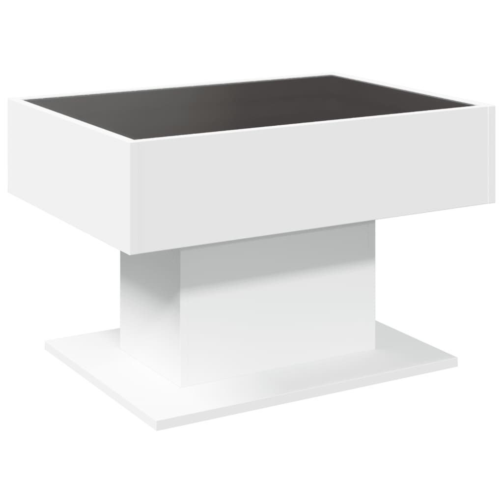 Mesa de centro c/ LEDs 70x50x45 cm derivados de madeira branco
