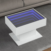 Mesa de centro c/ LEDs 70x50x45 cm derivados de madeira branco