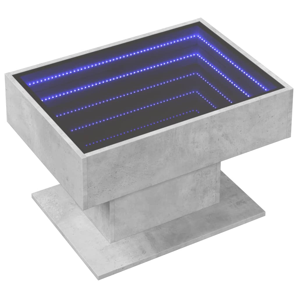 Mesa de centro c/ LEDs 70x50x45 cm derivados de madeira branco