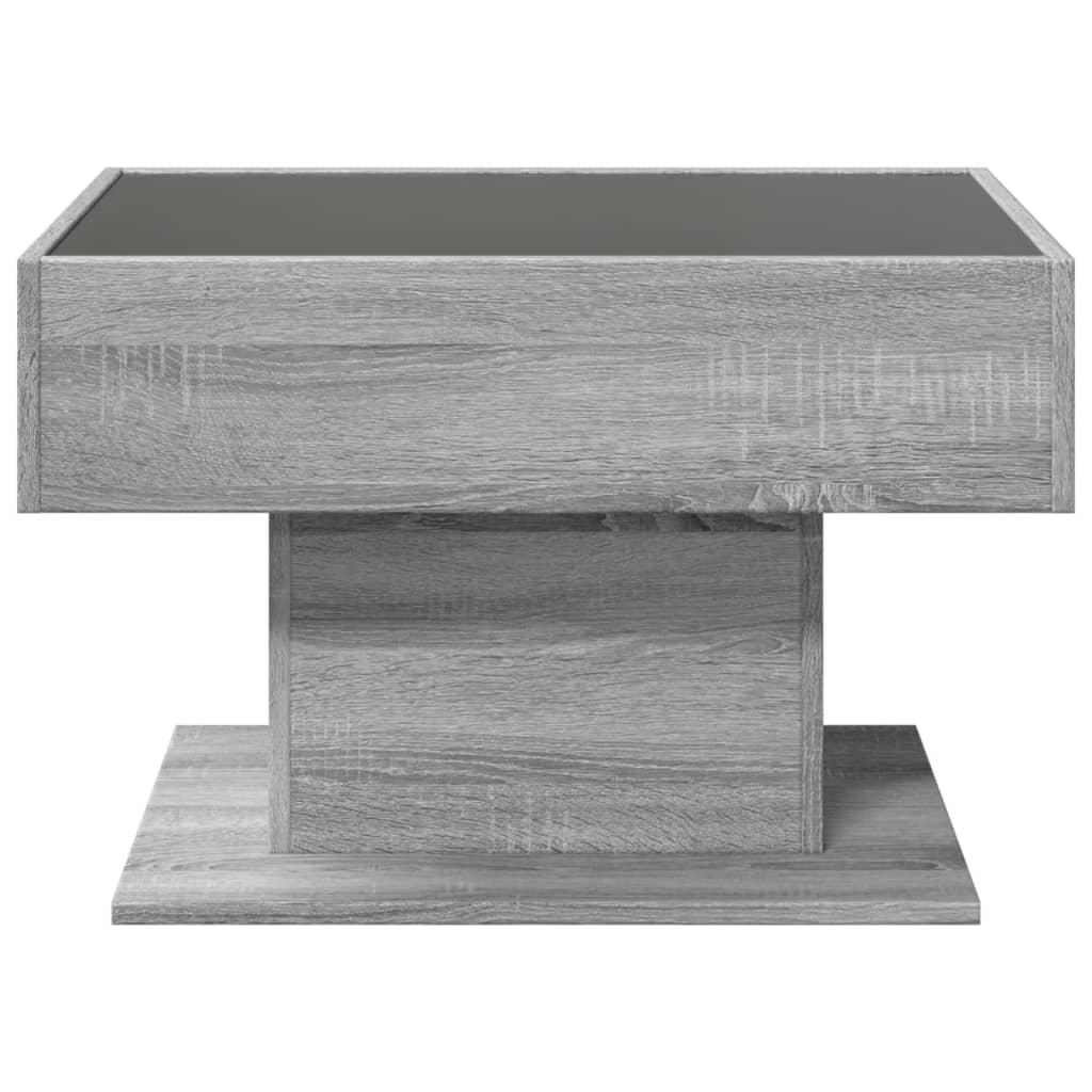 Mesa de centro c/ LEDs 70x50x45 cm derivados de madeira branco
