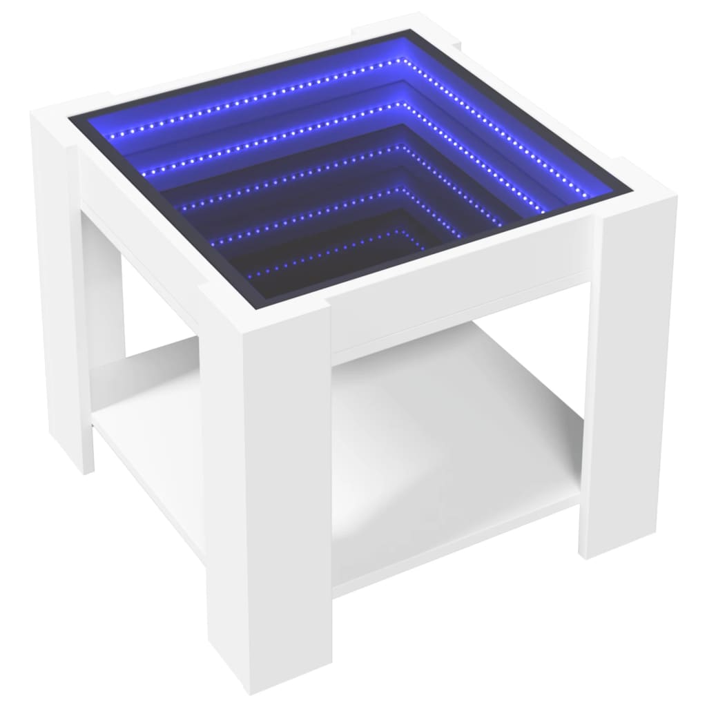 Mesa de centro c/ LEDs 70x50x45 cm derivados de madeira branco