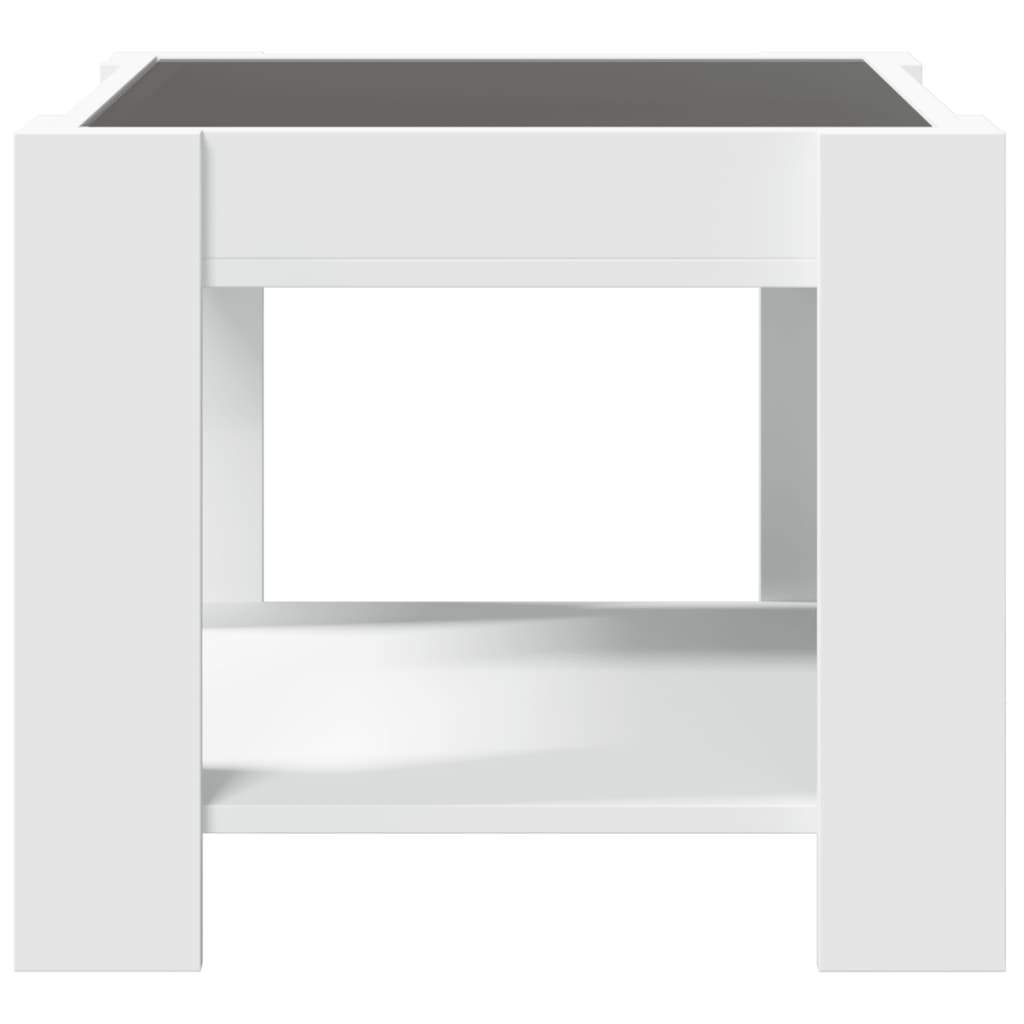 Mesa de centro c/ LEDs 70x50x45 cm derivados de madeira branco