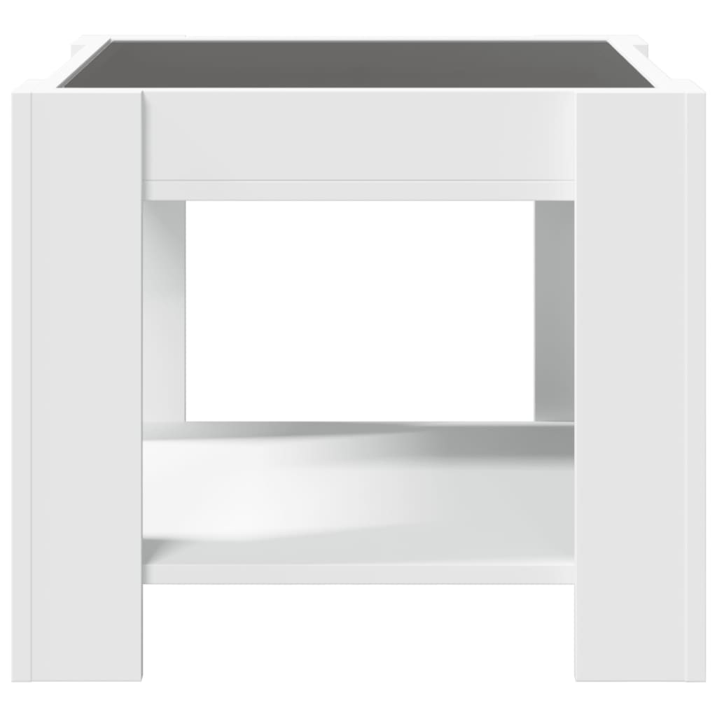 Mesa de centro c/ LEDs 70x50x45 cm derivados de madeira branco