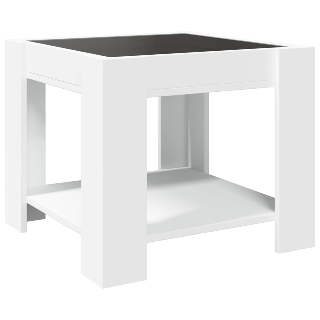 Mesa de centro c/ LEDs 70x50x45 cm derivados de madeira branco