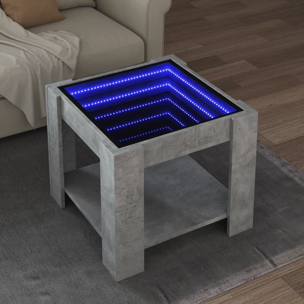Mesa de centro c/ LEDs 70x50x45 cm derivados de madeira branco