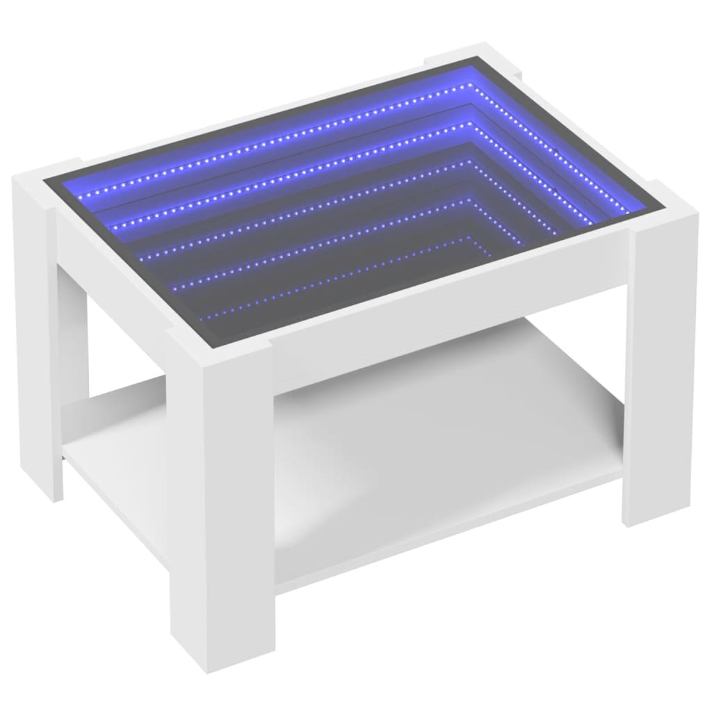 Mesa de centro c/ LEDs 70x50x45 cm derivados de madeira branco