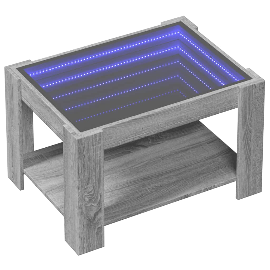 Mesa de centro c/ LEDs 70x50x45 cm derivados de madeira branco