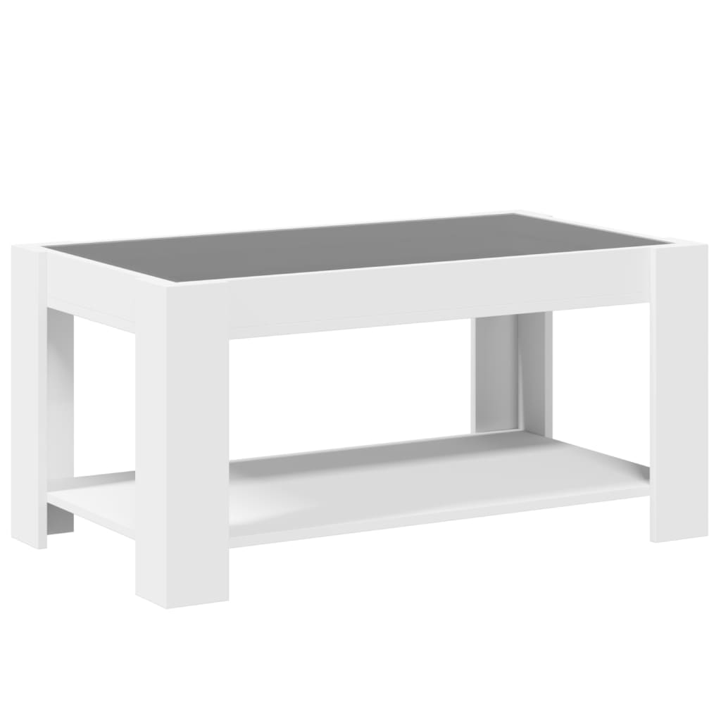 Mesa de centro c/ LEDs 70x50x45 cm derivados de madeira branco