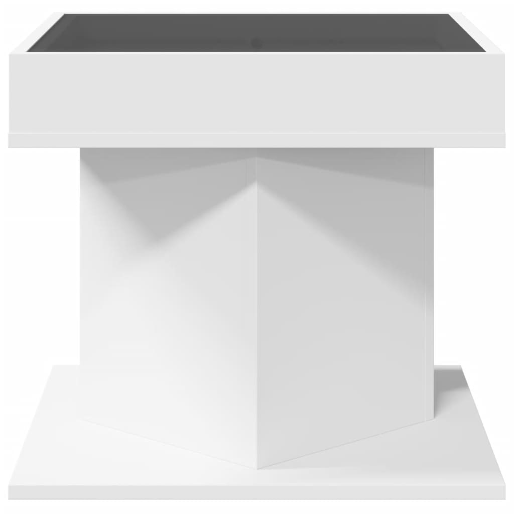 Mesa de centro c/ LEDs 70x50x45 cm derivados de madeira branco