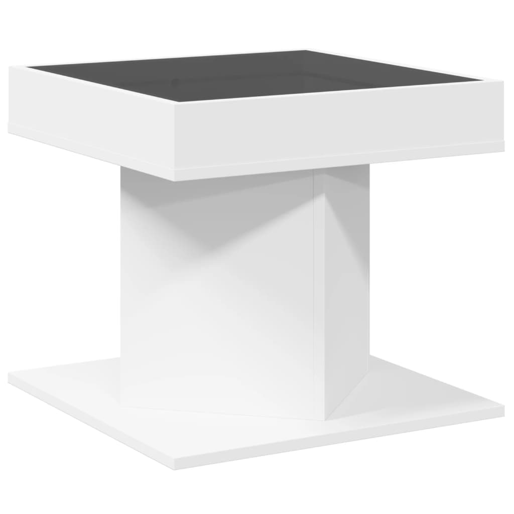 Mesa de centro c/ LEDs 70x50x45 cm derivados de madeira branco