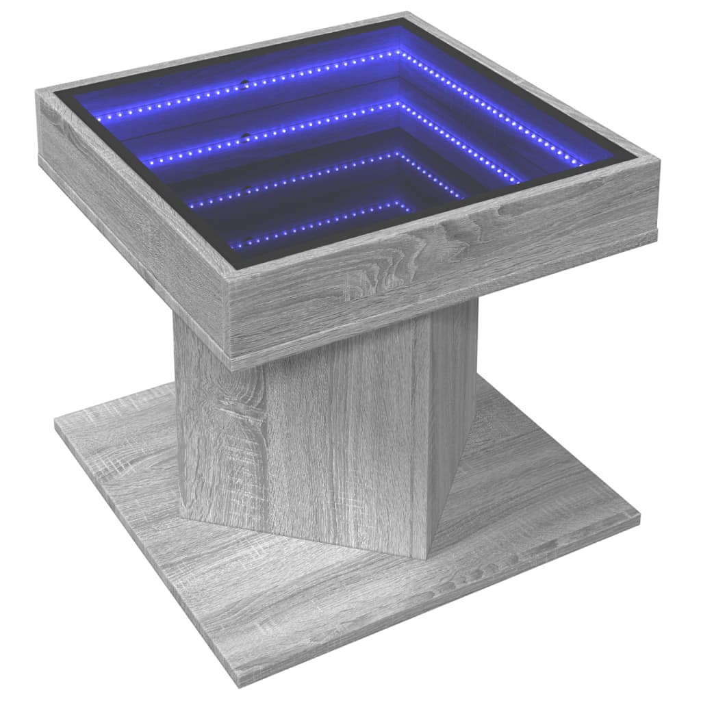 Mesa de centro c/ LEDs 70x50x45 cm derivados de madeira branco