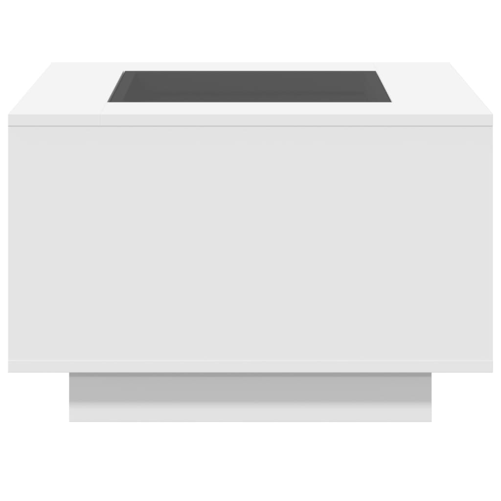 Mesa de centro c/ LEDs 70x50x45 cm derivados de madeira branco