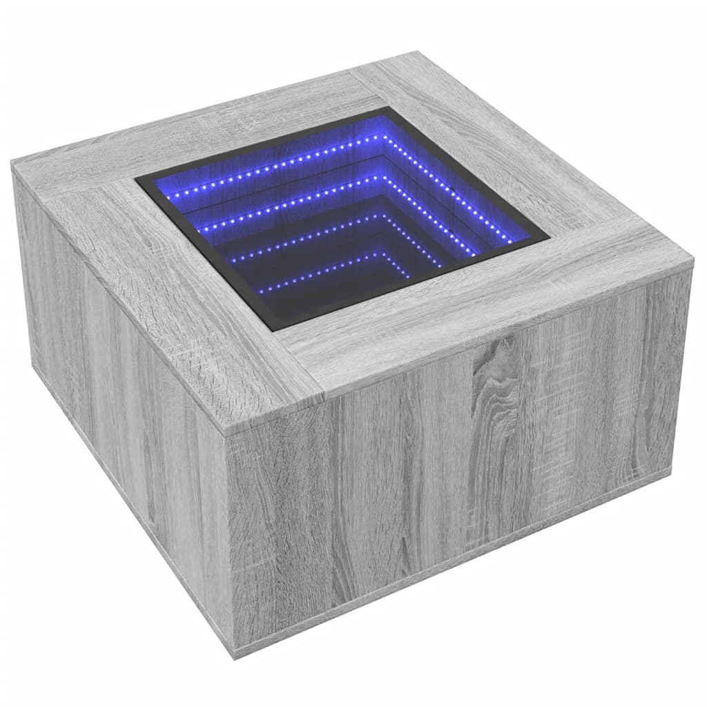Mesa de centro c/ LEDs 70x50x45 cm derivados de madeira branco