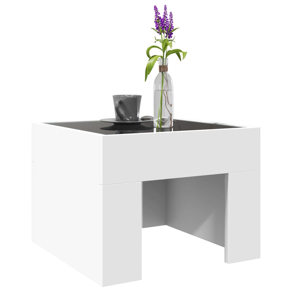 Mesa de centro luzes LED Infinity 90x50x50 cm branco