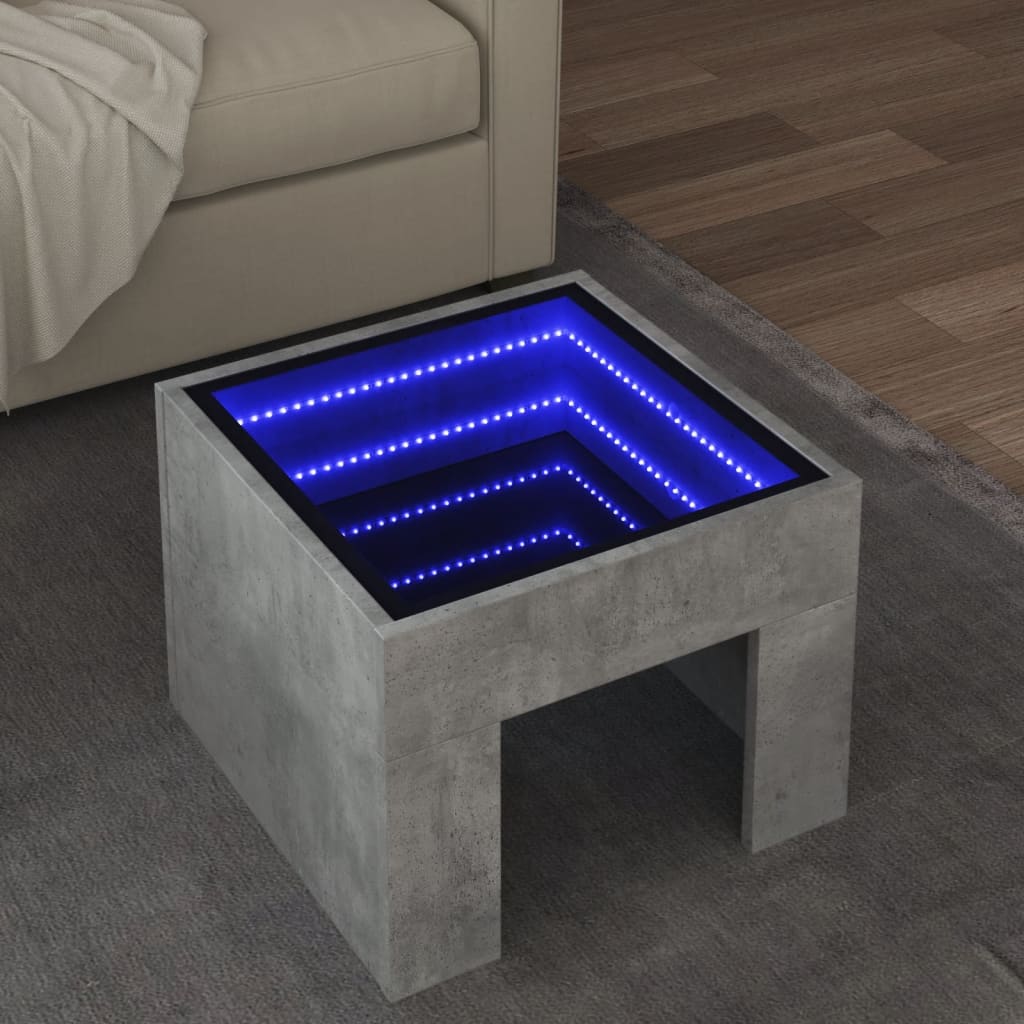 Mesa de centro luzes LED Infinity 90x50x50 cm branco