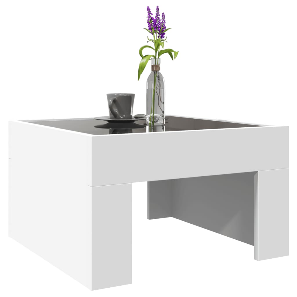 Mesa de centro luzes LED Infinity 90x50x50 cm branco