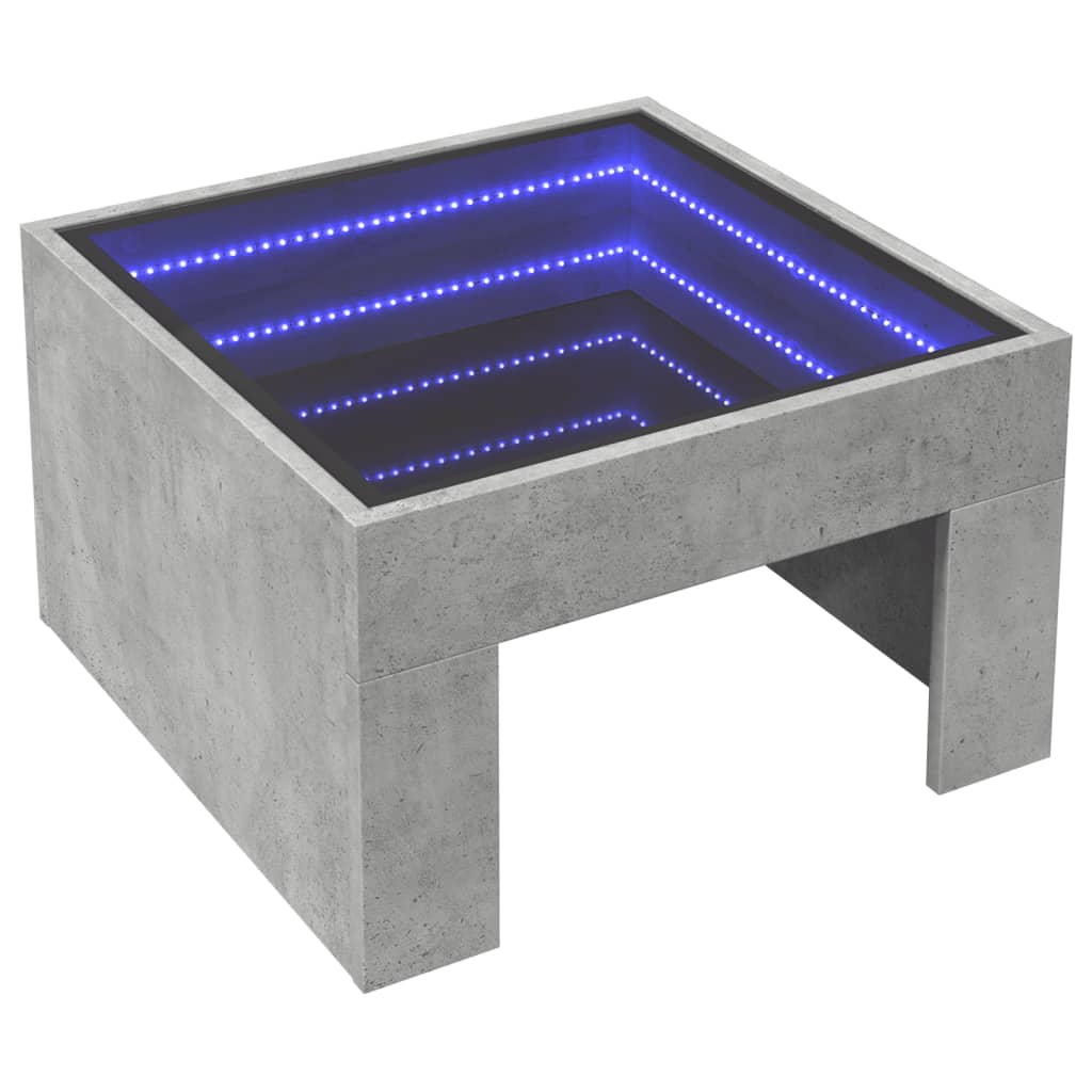 Mesa de centro luzes LED Infinity 90x50x50 cm branco