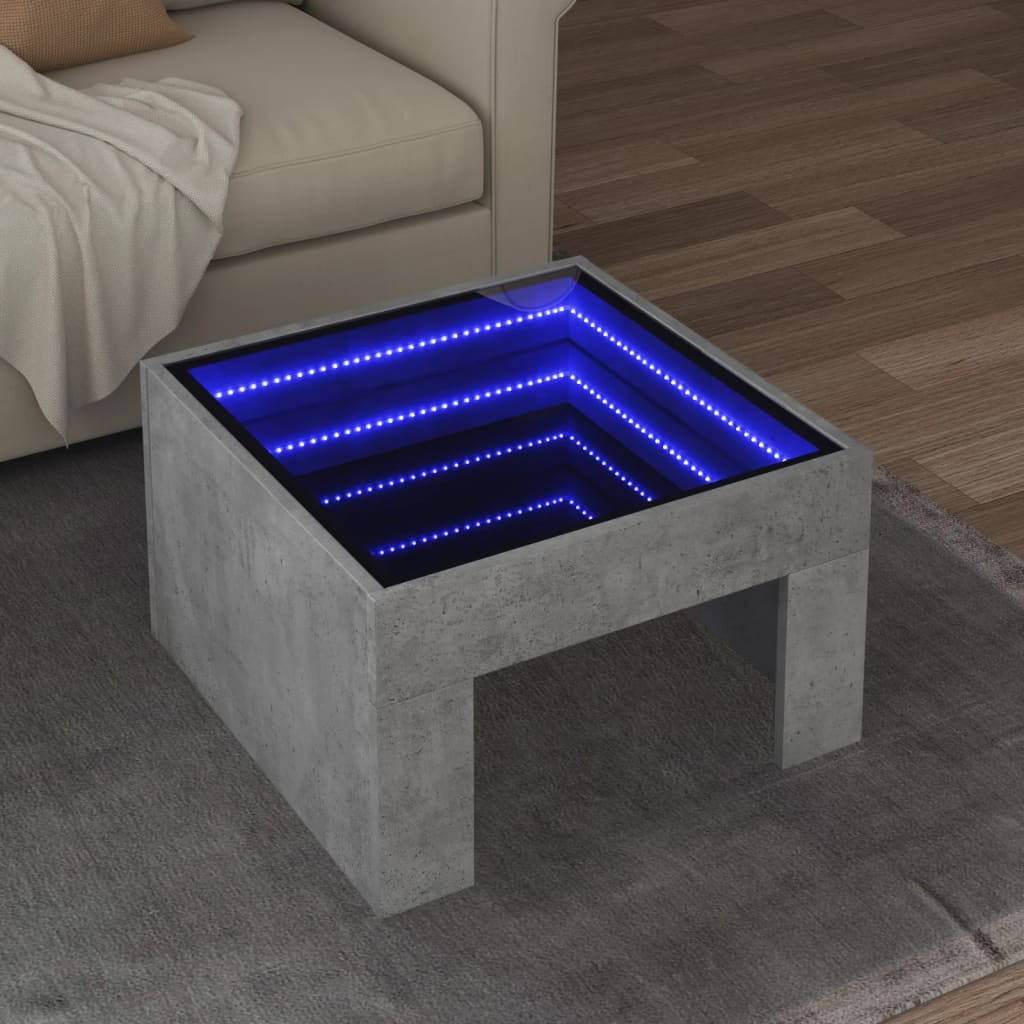 Mesa de centro luzes LED Infinity 90x50x50 cm branco