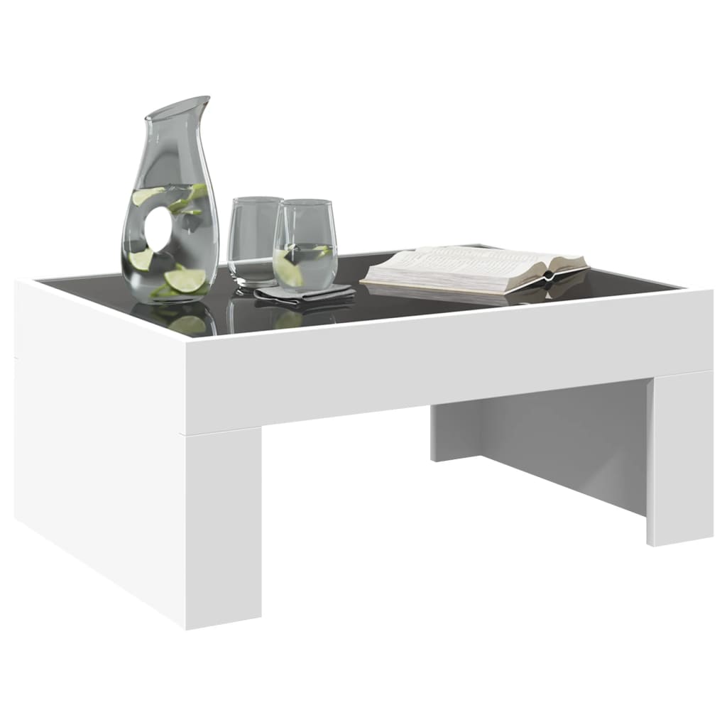 Mesa de centro luzes LED Infinity 90x50x50 cm branco