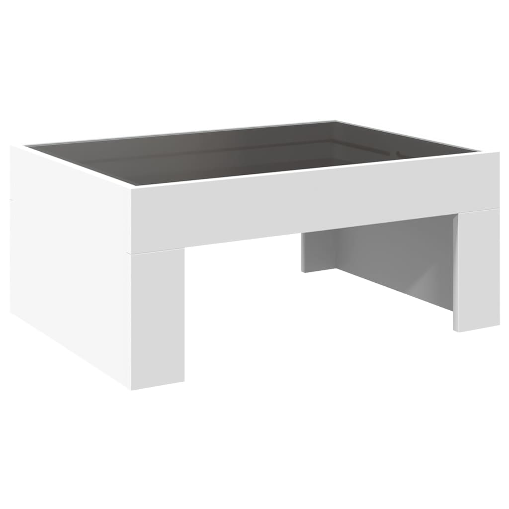 Mesa de centro luzes LED Infinity 90x50x50 cm branco
