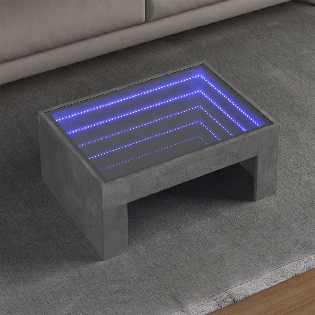 Mesa de centro luzes LED Infinity 90x50x50 cm branco