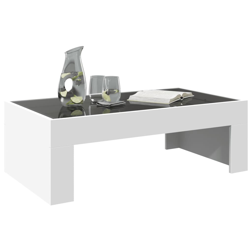 Mesa de centro luzes LED Infinity 90x50x50 cm branco