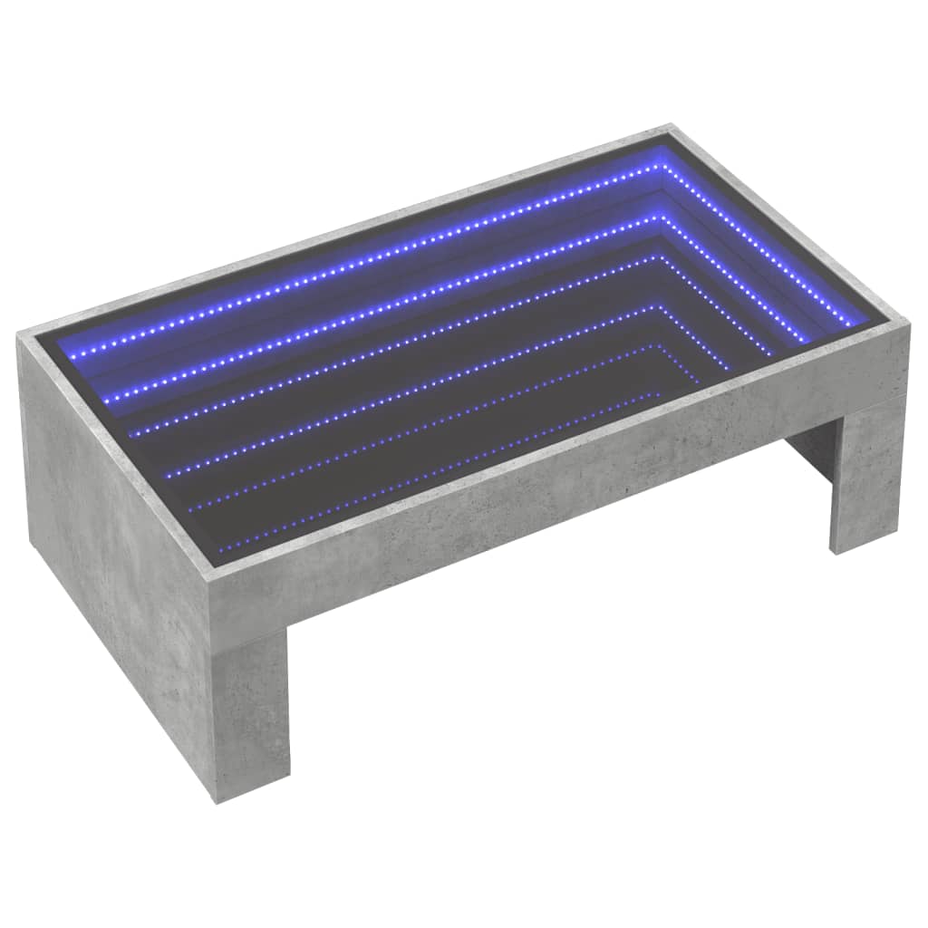 Mesa de centro luzes LED Infinity 90x50x50 cm branco