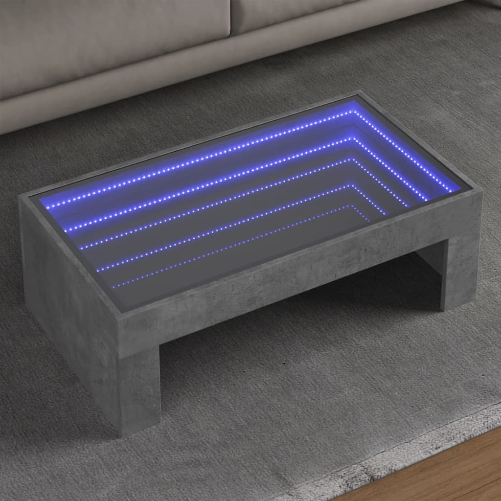 Mesa de centro luzes LED Infinity 90x50x50 cm branco