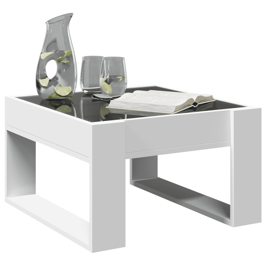 Mesa de centro luzes LED Infinity 90x50x50 cm branco