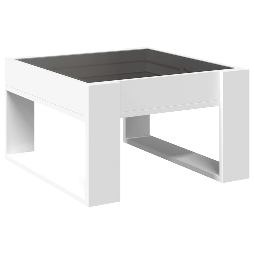 Mesa de centro luzes LED Infinity 90x50x50 cm branco