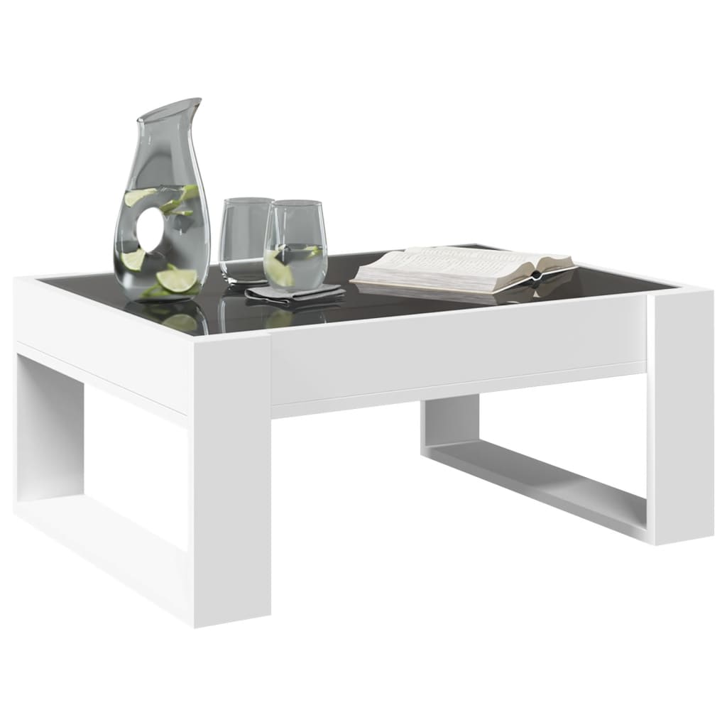 Mesa de centro luzes LED Infinity 90x50x50 cm branco