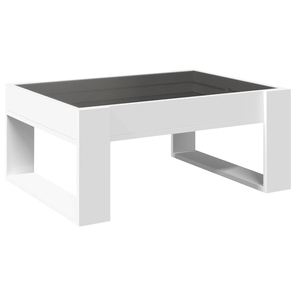 Mesa de centro luzes LED Infinity 90x50x50 cm branco