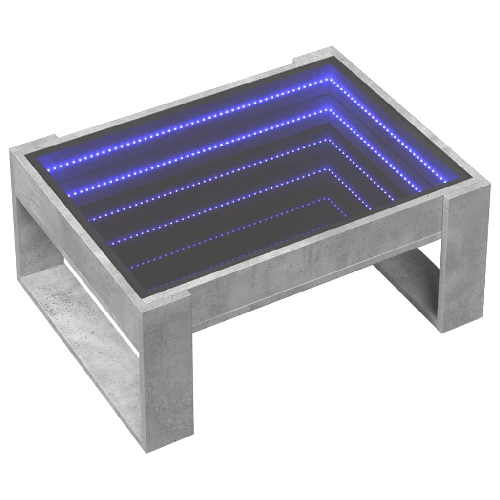 Mesa de centro luzes LED Infinity 90x50x50 cm branco