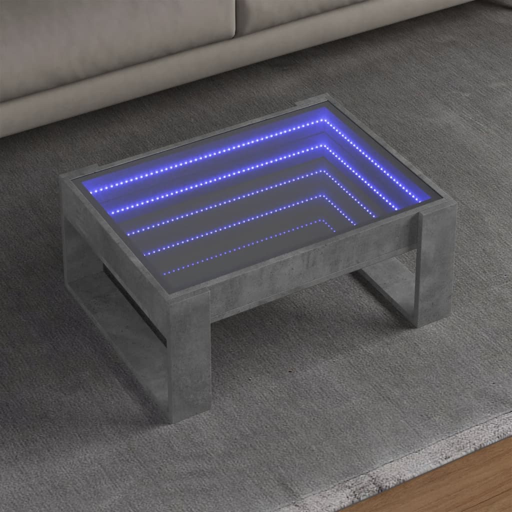 Mesa de centro luzes LED Infinity 90x50x50 cm branco