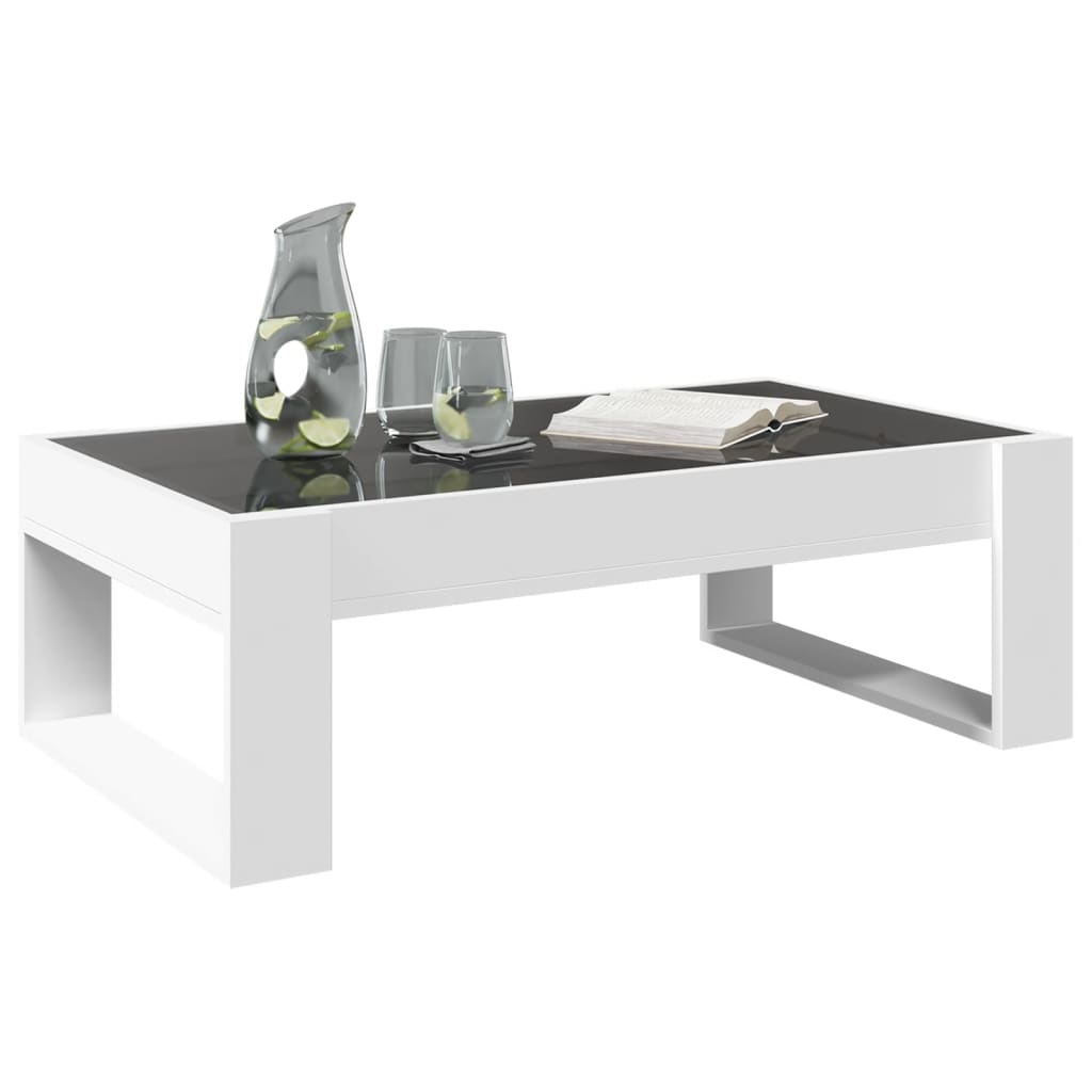 Mesa de centro luzes LED Infinity 90x50x50 cm branco