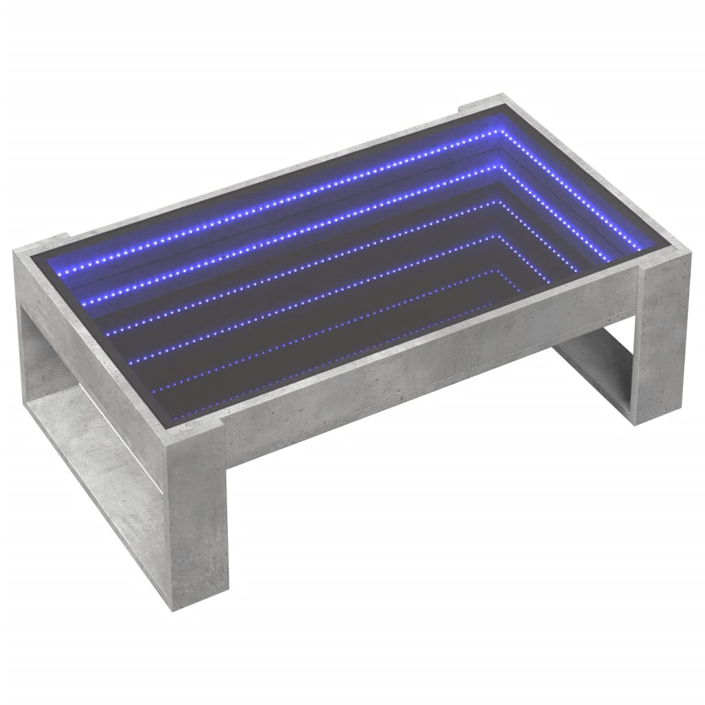 Mesa de centro luzes LED Infinity 90x50x50 cm branco