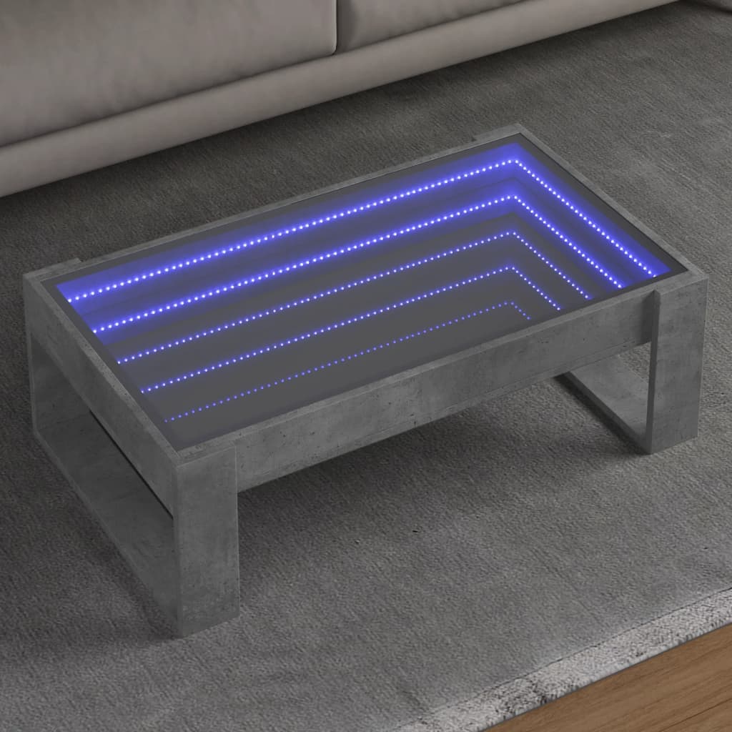 Mesa de centro luzes LED Infinity 90x50x50 cm branco